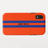 Oranje en Blauwe Strepenpatroon Monogram Case-Mate iPhone Case (Achterkant (horizontaal))