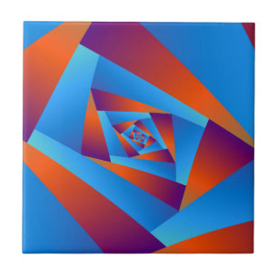 Oranje en blauwe tegel tegeltje