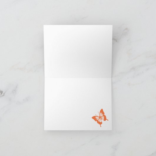 Oranje en Blauwe Vlinder Dank Je Wel Bedankkaart (Binnen)