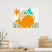 Oranje en Blauwe Walvis Kraam Poster (Keuken)