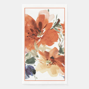 Oranje en blauwe waterverf bloemmotief  servet