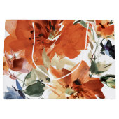 Oranje en blauwe waterverf floraal groot cadeauzakje (Voorkant)