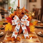 Oranje en blauwe waterverf floraal satijnen lint