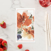 Oranje en blauwe waterverf floraal servet (Insitu)