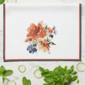 Oranje en blauwe waterverf floraal theedoek (Gevouwen)