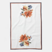 Oranje en blauwe waterverf floraal theedoek (Verticaal)