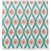 Oranje en Blauwgroen Abstract Douchegordijn (Voorkant)