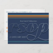 Oranje en Blauwgroen blauw RSVP-Briefkaart Uitnodiging Briefkaart (Voorkant / Achterkant)