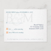 Oranje en Blauwgroen blauw RSVP-Briefkaart Uitnodiging Briefkaart (Achterkant)