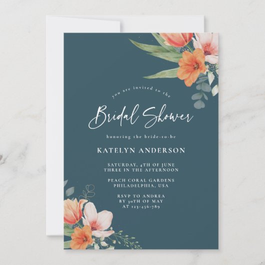 Oranje en Blauwgroen blauw Vrijgezellenfeest van d Kaart (Voorkant)