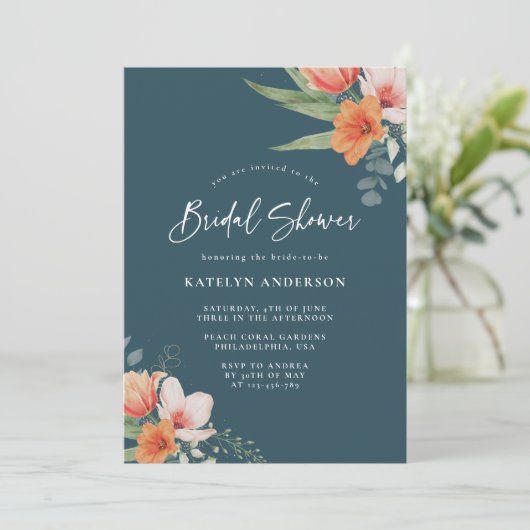 Oranje en Blauwgroen blauw Vrijgezellenfeest van d Kaart (Staand voorkant)