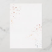 Oranje en Blauwgroen bloemenbruiloft Folie Uitnodiging (Achterkant)