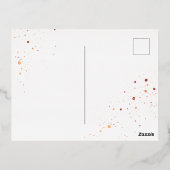 Oranje en Blauwgroen Bloemenbruiloft RSVP Folie Uitnodiging Briefkaart (Achterkant)