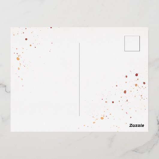 Oranje en Blauwgroen Bloemenbruiloft RSVP Folie Uitnodiging Briefkaart (Achterkant)