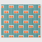 Oranje en Blauwgroen lijnen en boxen Cadeaupapier (Vlak)