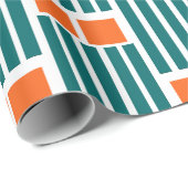 Oranje en Blauwgroen lijnen en boxen Cadeaupapier (Rol Hoek)