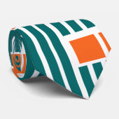 Oranje en Blauwgroen lijnen en boxen Stropdas (Opgerold)