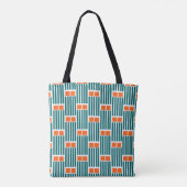 Oranje en Blauwgroen lijnen en boxen Tote Bag (Achterkant)