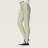Oranje en Blauwgroen Mandala Patroon met gouden ac Leggings (Links)
