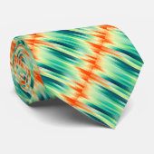 Oranje en Blauwgroen mozaïekpatroon Stropdas (Opgerold)