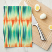 Oranje en Blauwgroen mozaïekpatroon Theedoek (Quarter Fold)