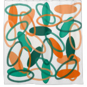 Oranje en Blauwgroen ovalen Douchegordijn (Voorkant)