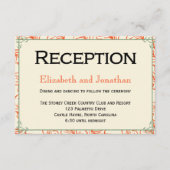 Oranje en Blauwgroen Rustic Wedding Reception Kaar Informatiekaartje (Voorkant)