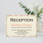 Oranje en Blauwgroen Rustic Wedding Reception Kaar Informatiekaartje (Staand voorkant)