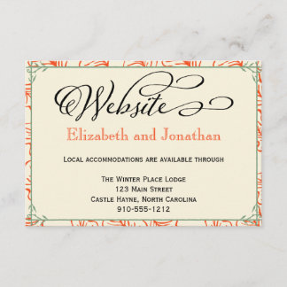 Oranje en Blauwgroen Rustic Wedding Website Kaart