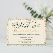 Oranje en Blauwgroen Rustic Wedding Website Kaart (Staand voorkant)