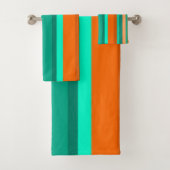 Oranje en Blauwgroen strepen Bad Handdoek (Insitu)