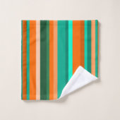 Oranje en Blauwgroen strepen Bad Handdoek (Wasdoekje)