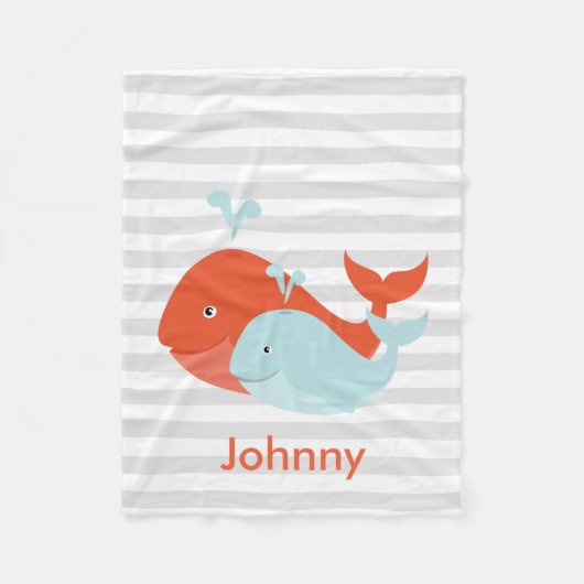 Oranje en Blauwgroen walvismeel Fleece Deken (Voorkant)