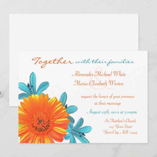 Oranje en Blauwgroen zomerkameruitingen Kaart (Voorkant / Achterkant)