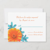 Oranje- en Blauwgroen zomerventilatorantwoord / RS RSVP Kaartje (Voorkant)