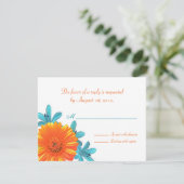 Oranje- en Blauwgroen zomerventilatorantwoord / RS RSVP Kaartje (Staand voorkant)