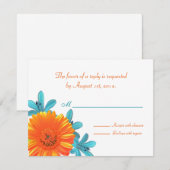 Oranje- en Blauwgroen zomerventilatorantwoord / RS RSVP Kaartje (Voorkant / Achterkant)