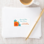 Oranje en Blauwgroen zomerventilatoren Adresetiket Etiket (Insitu)