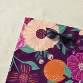 Oranje en bloesem Paars en roze patroon Strandlaken (In situ)