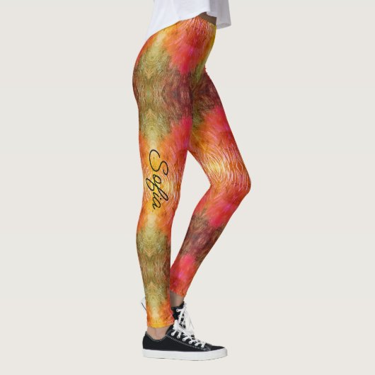 Oranje en Bos Groen personaliseer de Kwaliteit van Leggings (Rechts)