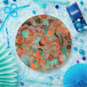 Oranje en bruin Abstract kunstfeest Papieren Bordje (Feest)