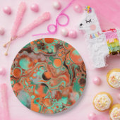 Oranje en bruin Abstract kunstfeest Papieren Bordje (Feest)