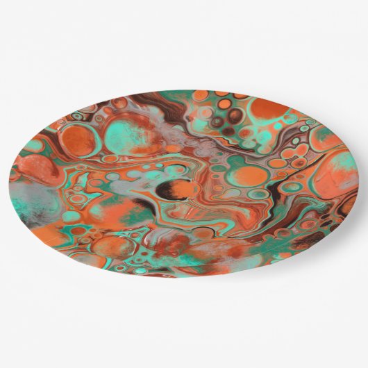 Oranje en bruin Abstract kunstfeest Papieren Bordje (Gekanteld)