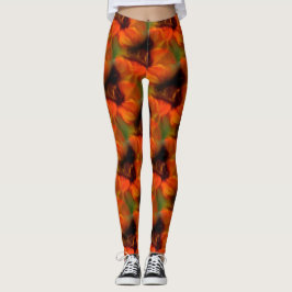 Oranje en bruin Abstract kunstpatroon Leggings
