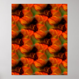 Oranje en bruin Abstract kunstpatroon Poster