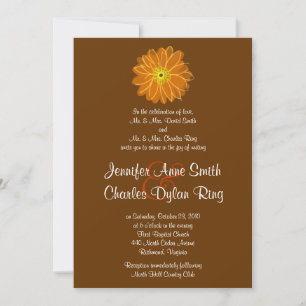 Oranje en bruin Gerber Daisy Wedding Uitnodiging