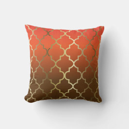Oranje en bruin mengsel | Gold Quatrefoil Patroon Kussen