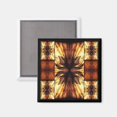 Oranje en bruin patroon magneet (Voorkant / Achterkant)