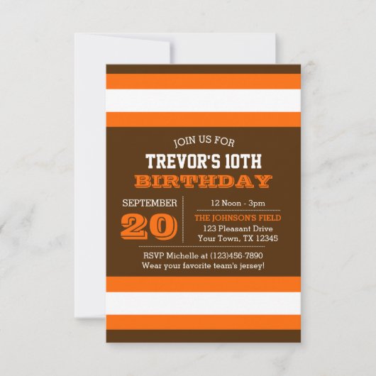 Oranje en bruin team - uitnodiging (Voorkant)