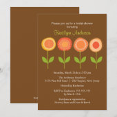 Oranje en bruine bloei-bridale Shower-uitnodiging Kaart (Voorkant / Achterkant)